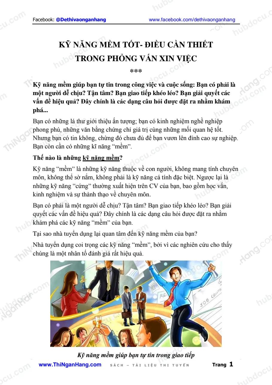 Kỹ năng mềm tốt - Điều cần thiết trong phỏng vấn xin việc