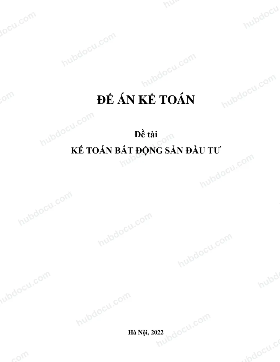 Đề án kế toán - Bất động sản đầu tư