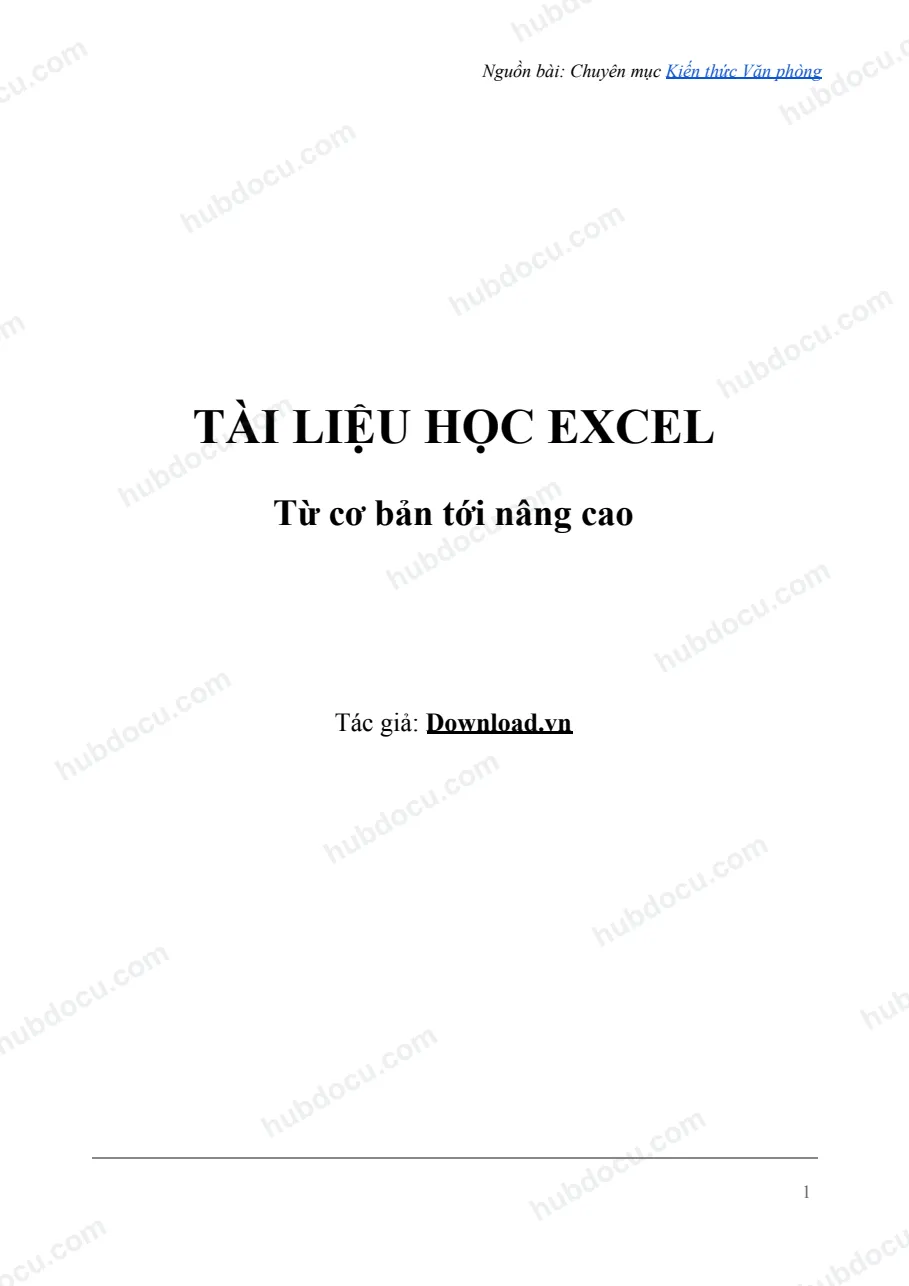 Tự học Excel từ cơ bản tới nâng cao