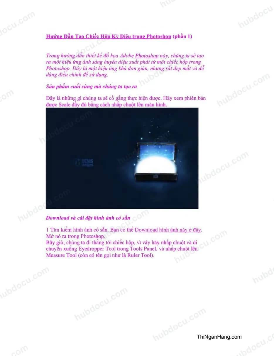 Hướng dẩn tao chiếc Hôp Kỳ Diêu trong Photoshop (phần 1)