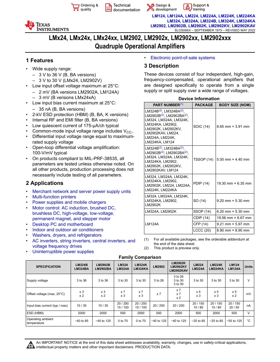 Quadruple Operational Amplifiers