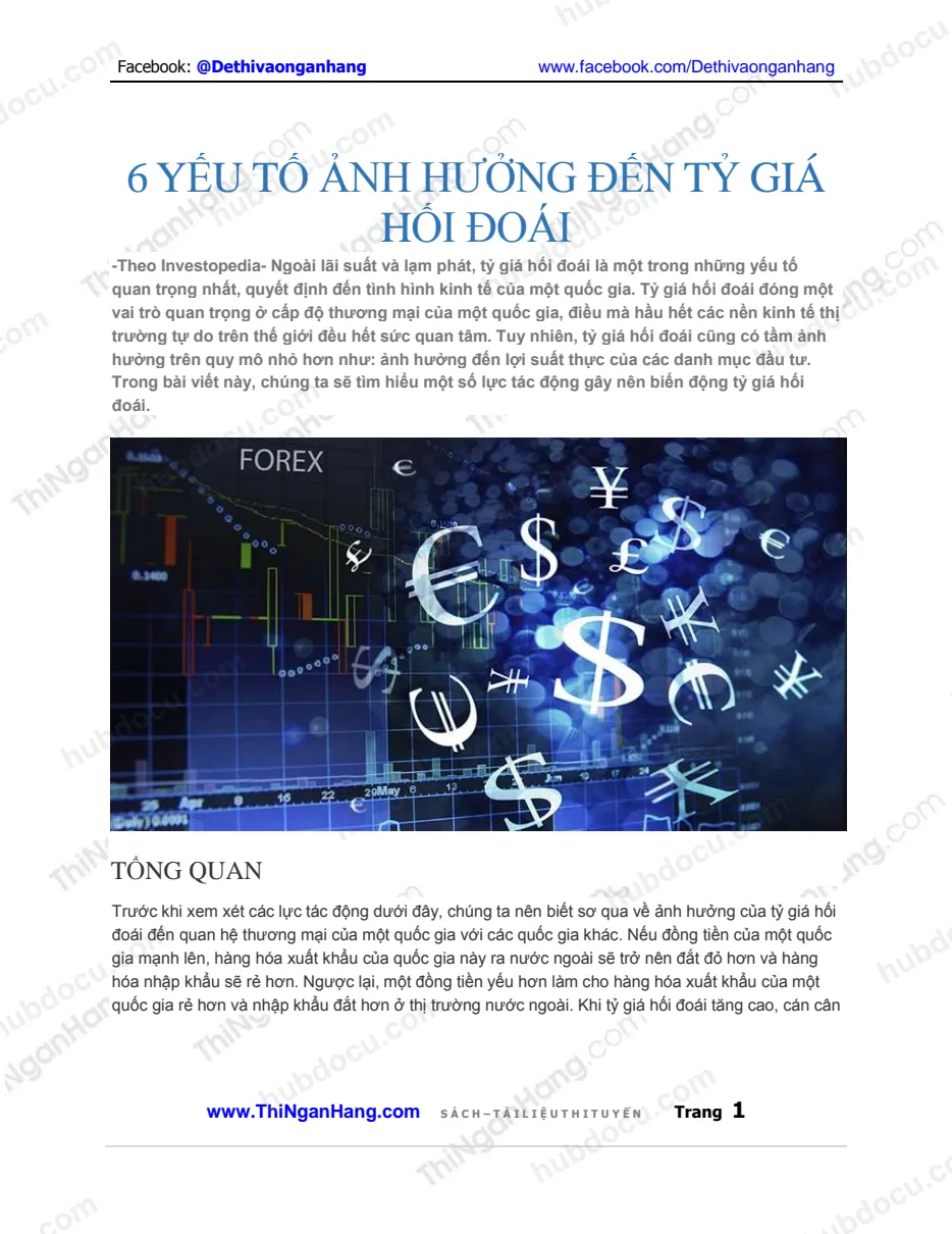 6 yếu tổ ánh hưởng đến tỷ giá hối đoái