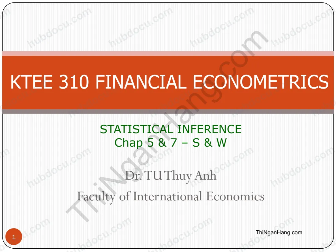 Slide Kinh tế lượng: Lecture 4 - Statistical Inference