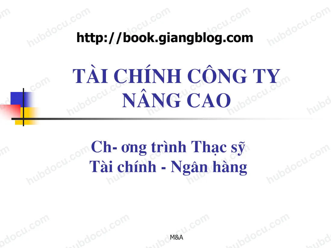 C9. Sát nhập và thâu tóm - Slide Tài chính công ty nâng cao