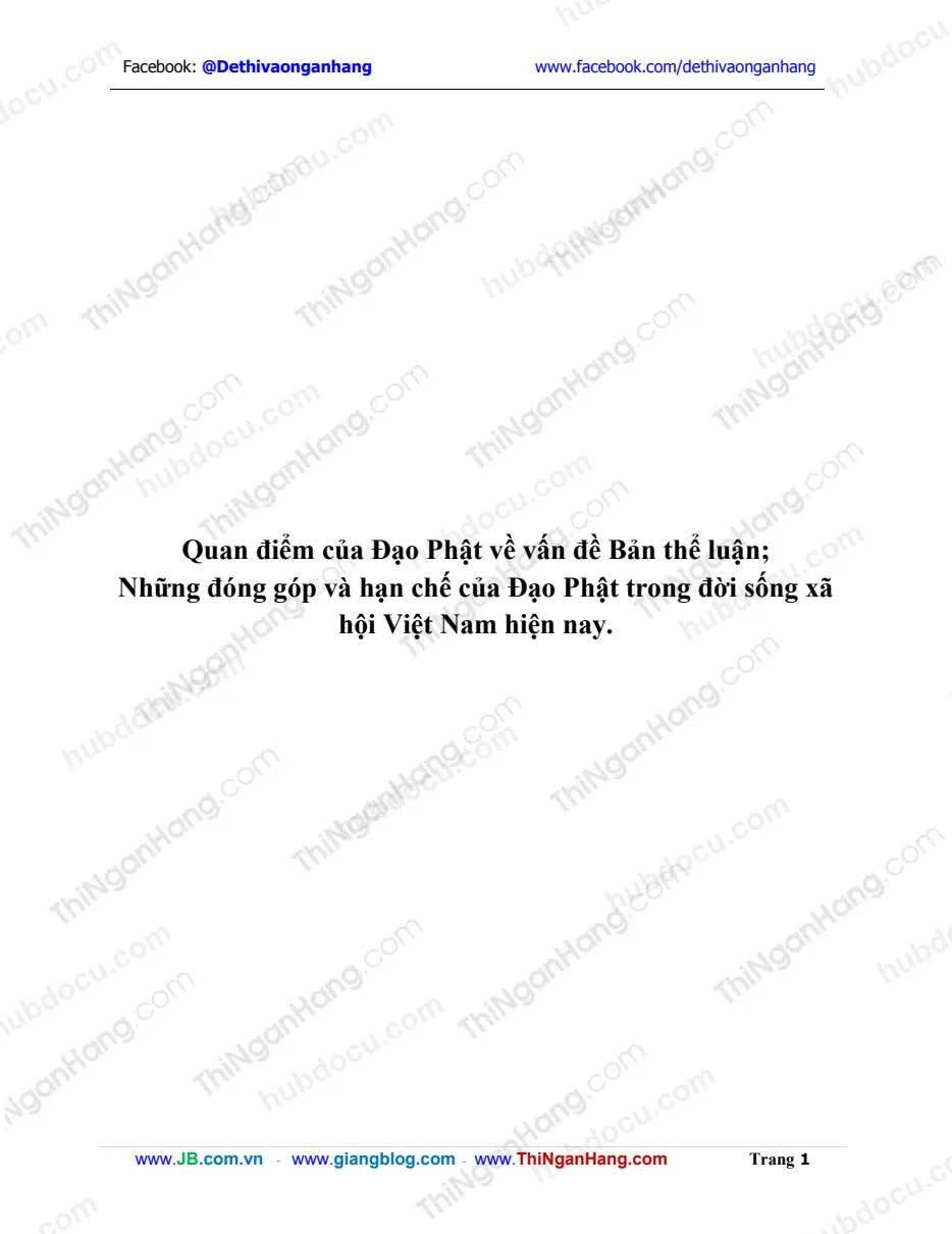Quan điểm của Phật giáo về Bản thể luận
