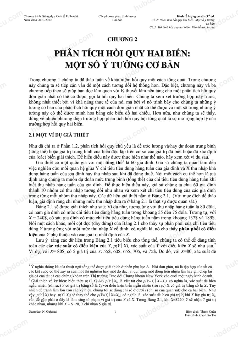 Phân tích hồi quy hai biến: Một số ý tưởng cơ bản - Full Bright