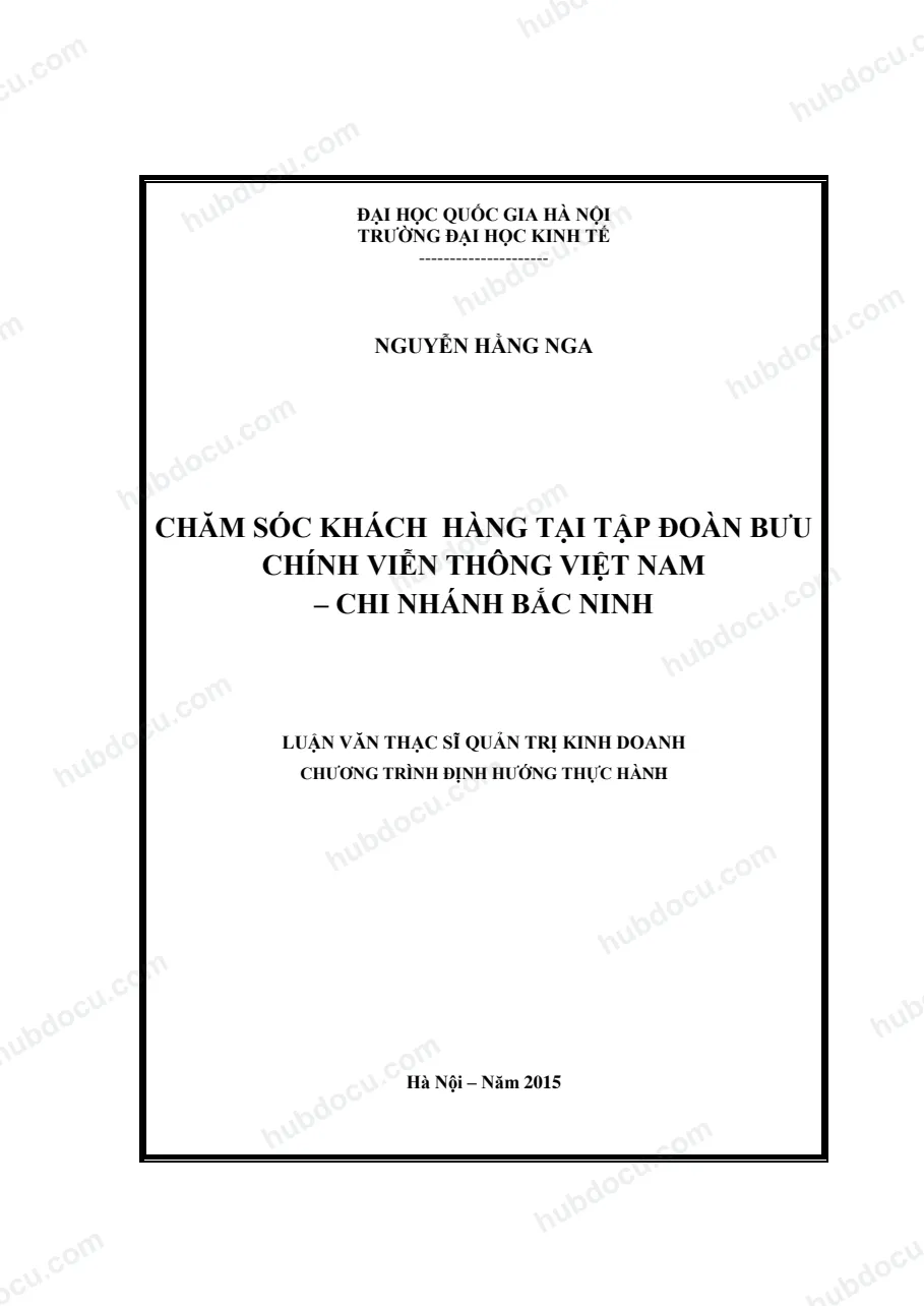 Luận văn thạc sĩ_ CSKH tại tập đoàn bưu chính viễn thông việt nam CN Bắc Ninh