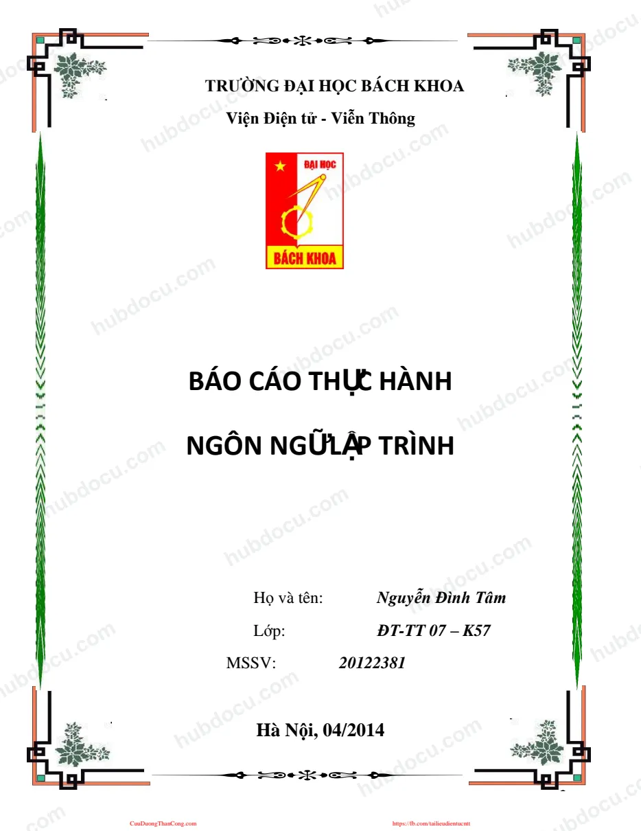 Báo cáo thực hành - ngôn ngữ lập trình