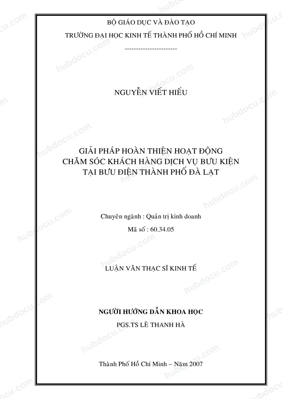 LVTS_ Giải pháp hoàn thiện năng lực CSKH dịch vụ bưu điện TP Đà Lạt