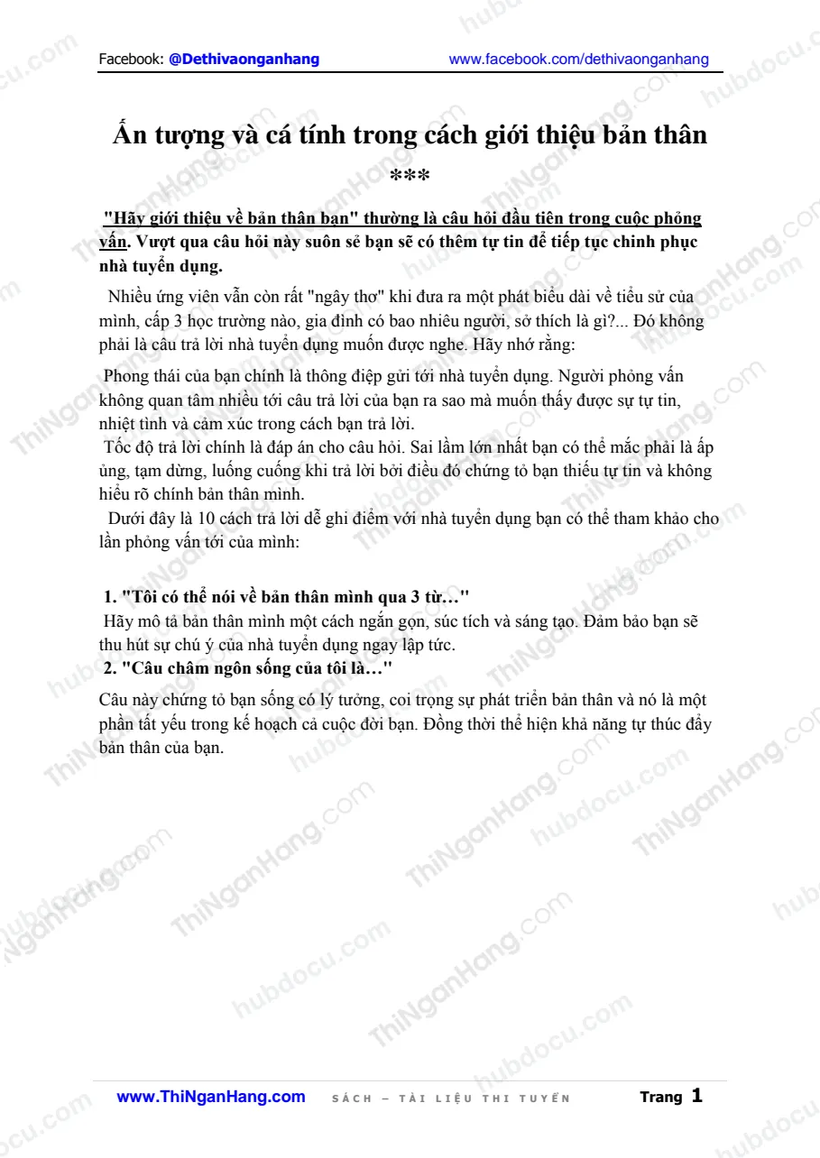 Ấn tượng và cá tính trong cách giới thiệu bản thân