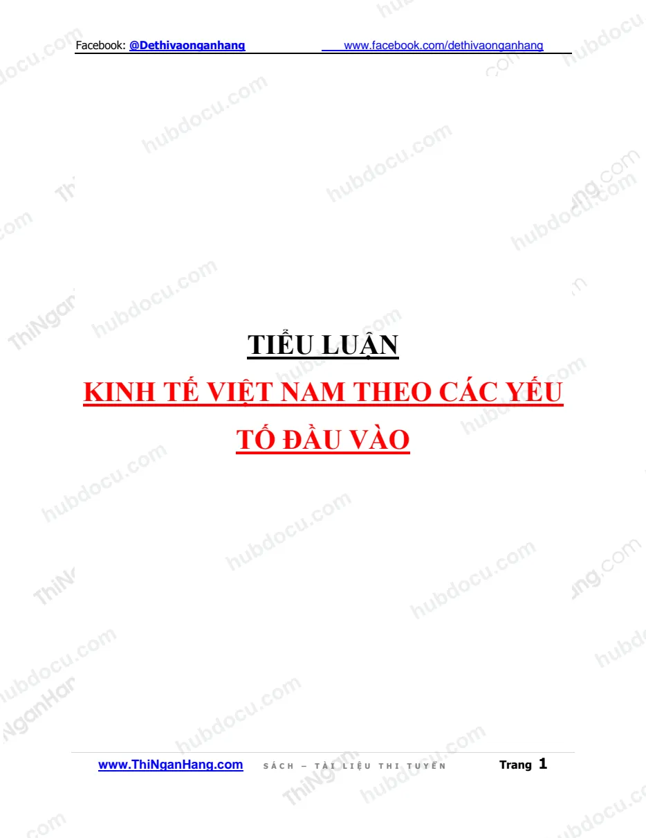 Tiểu luận - Kinh tế Việt Nam theo các yếu tố đầu vào