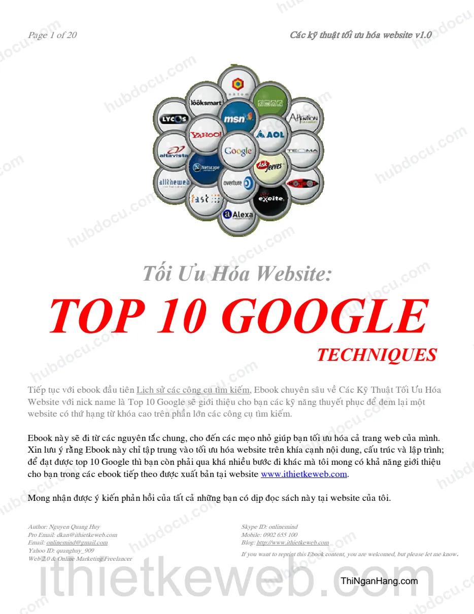 Tối ưu hoá website TOP 10 Google Techniques