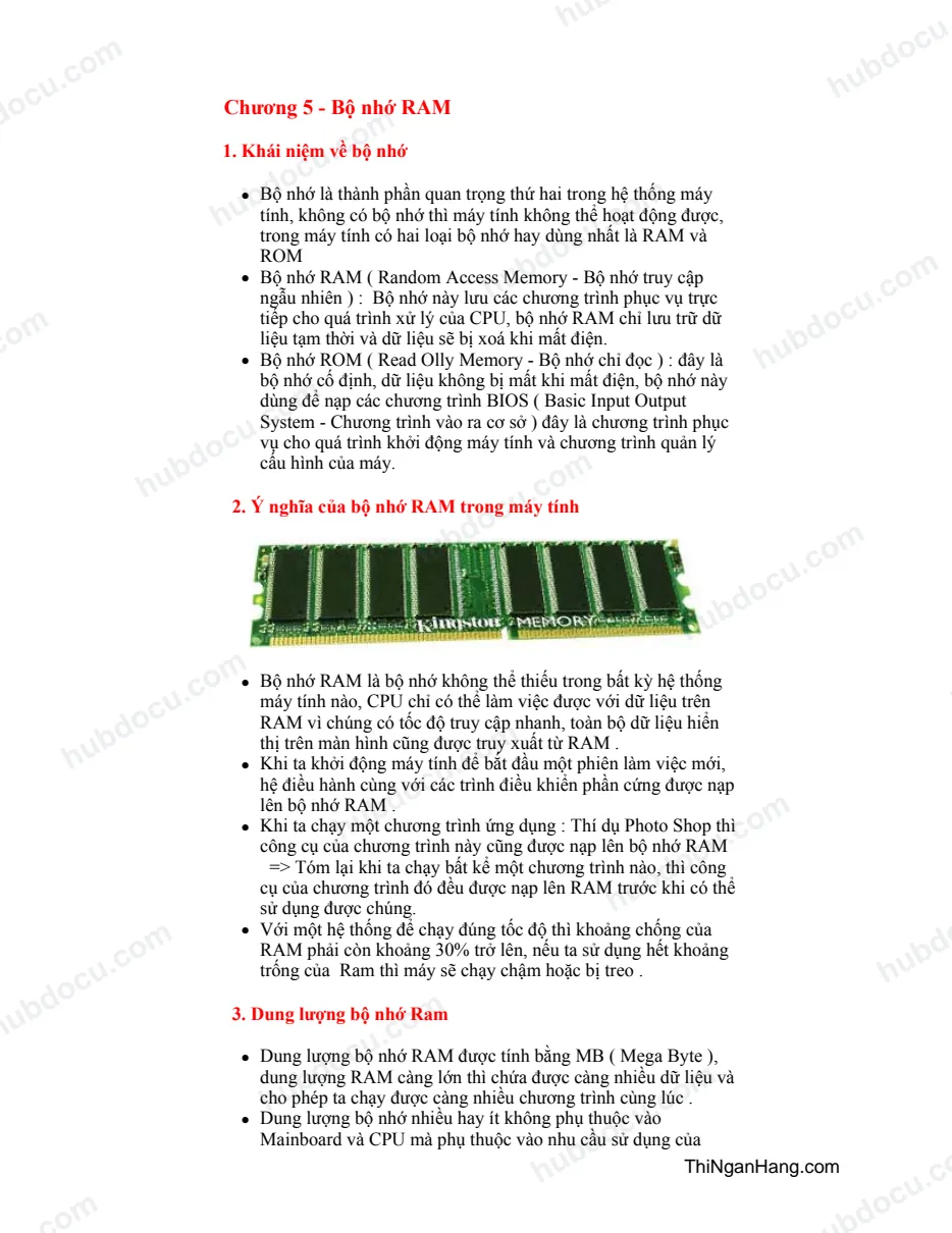 Ram - Bộ nhớ máy tính