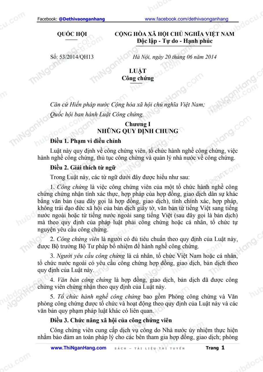 Luật công chứng 2014 - Luật 53.2014.QH13 ngày20-6-2014