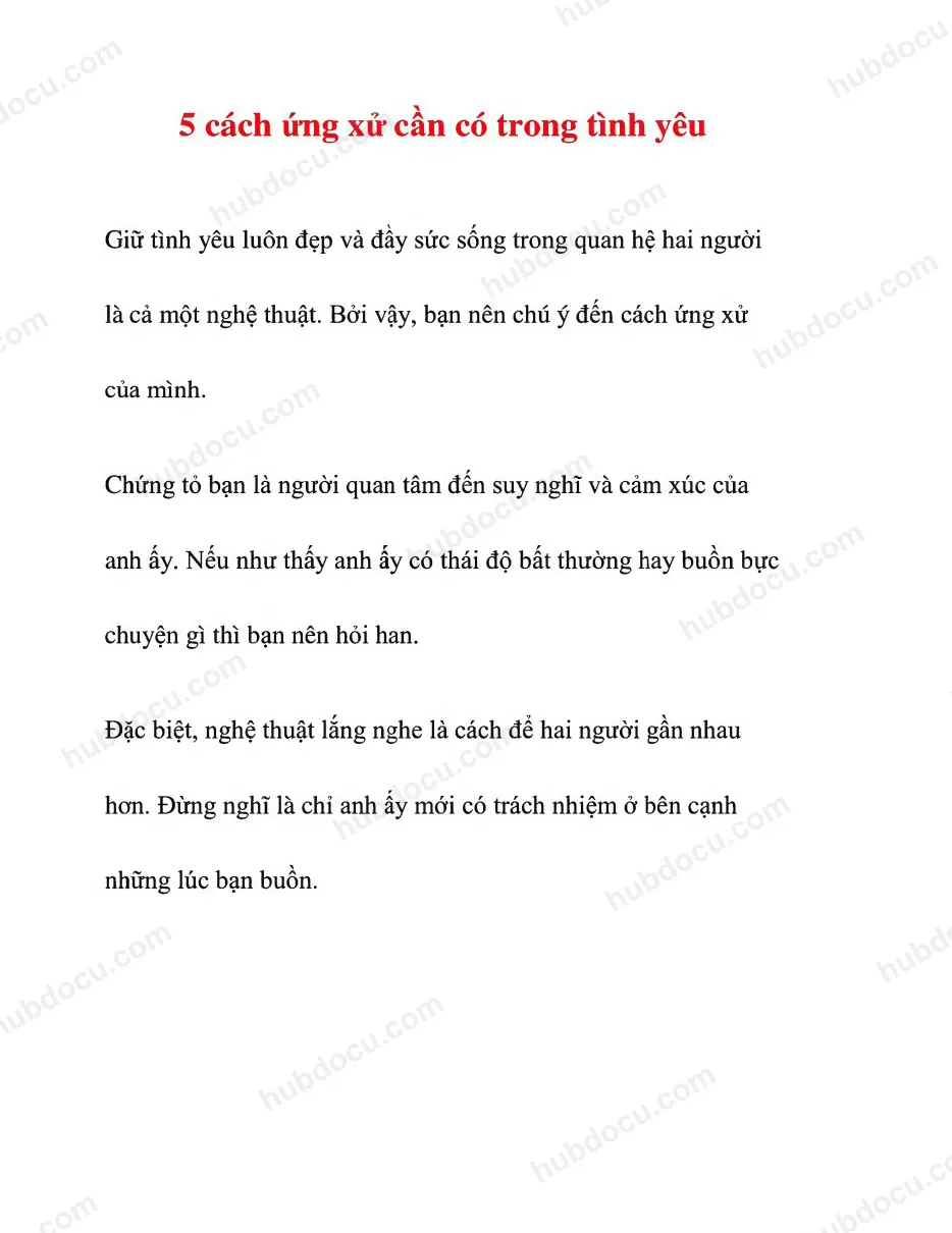 5 cách ứng xử cần có trong tình yêu
