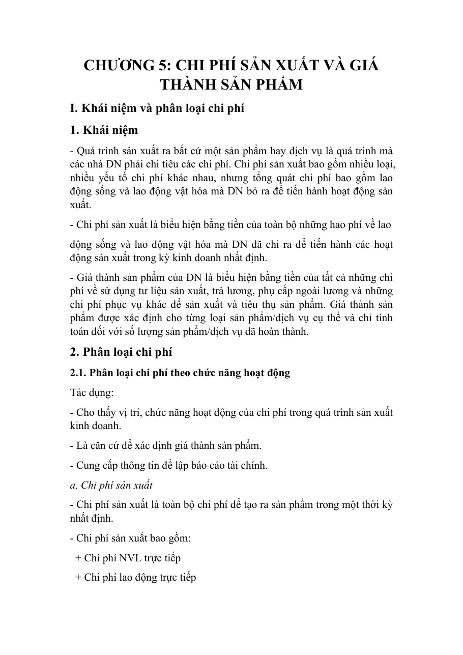 Chi phí sản xuất và giá thành sản phẩm (Chương 5)