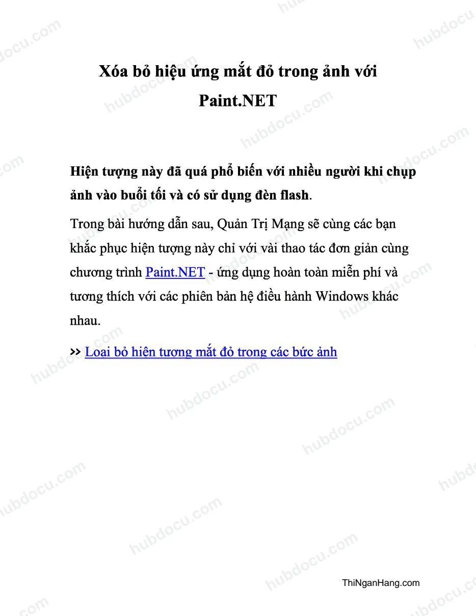 Xóa bỏ hiệu ứng mắt đỏ trong ảnh với Paint.NET