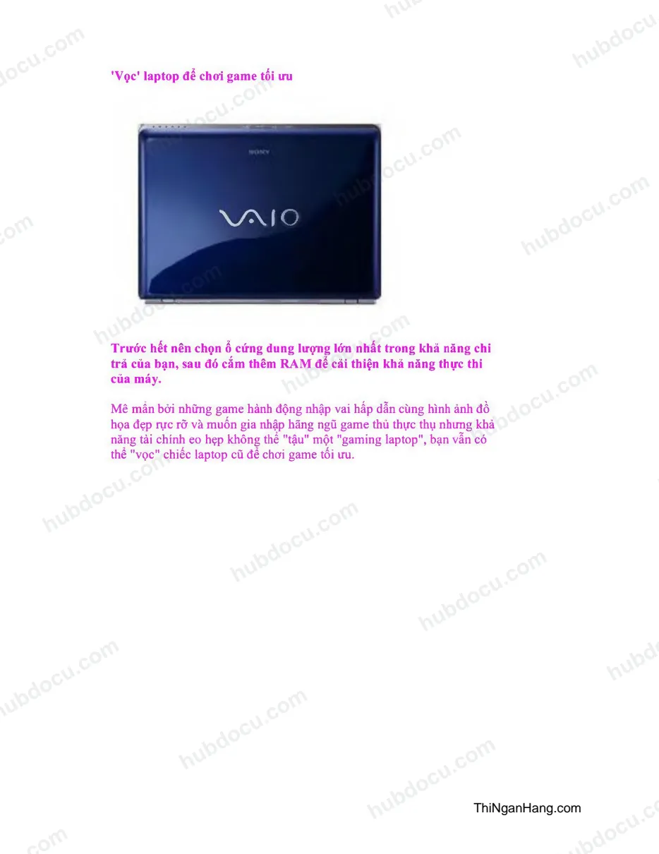 Vọc laptop để chơi game tối ưu