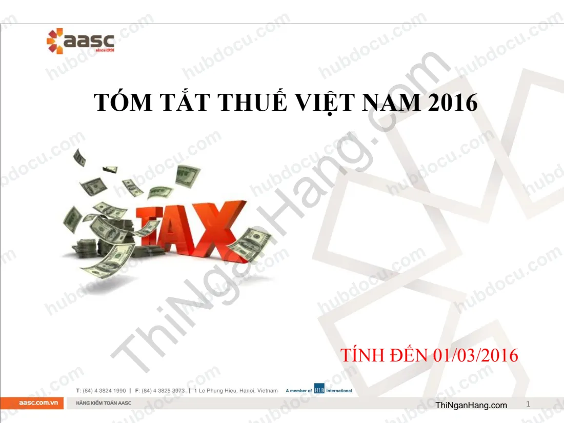 Tóm tắt Thuế Việt Nam 2016 - AASC