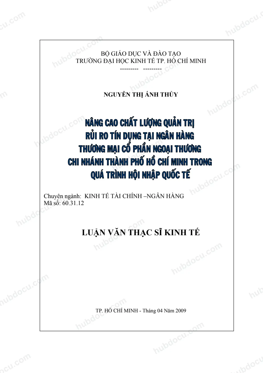 Nâng cao chất lượng Quản trị rủi ro tín dụng tại Vietcombank CN TP.HCM