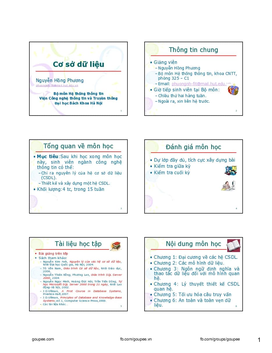 Slide Cơ sở dữ liệu - GV Nguyễn Hồng Phương
