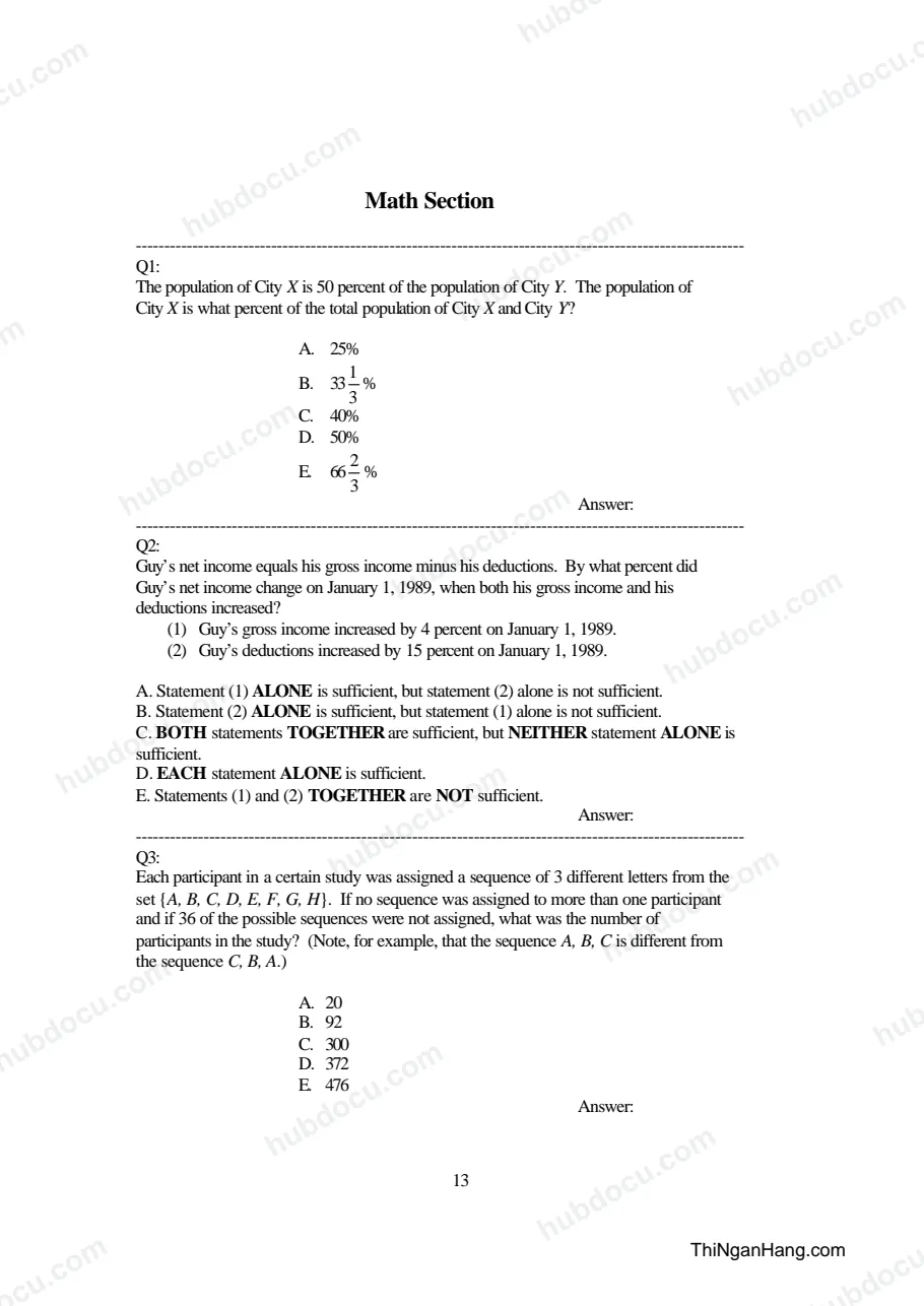 GMAT - Math Section T10 (Ôn thi FPT)