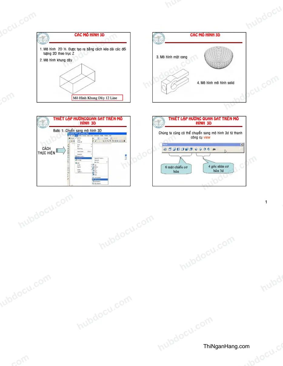 Các mô hình 3D trên AUTOCAD