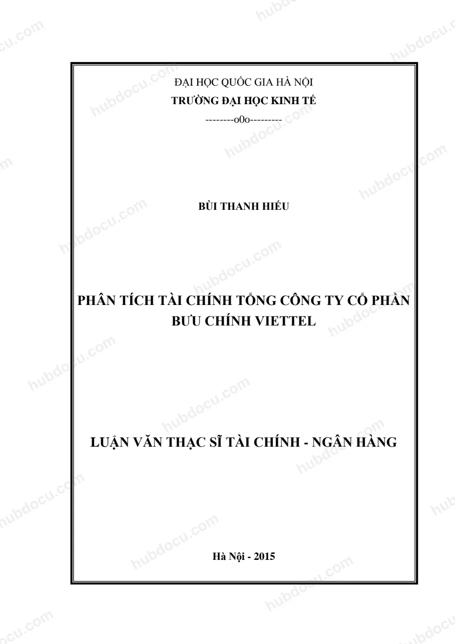 Luận văn thạc sĩ_ Phân tích tài chính tổng công ty cổ phần bưu chính viettel