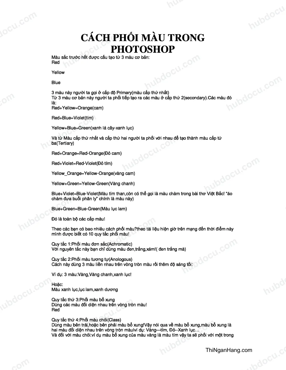 Cách phối màu trong Photoshop