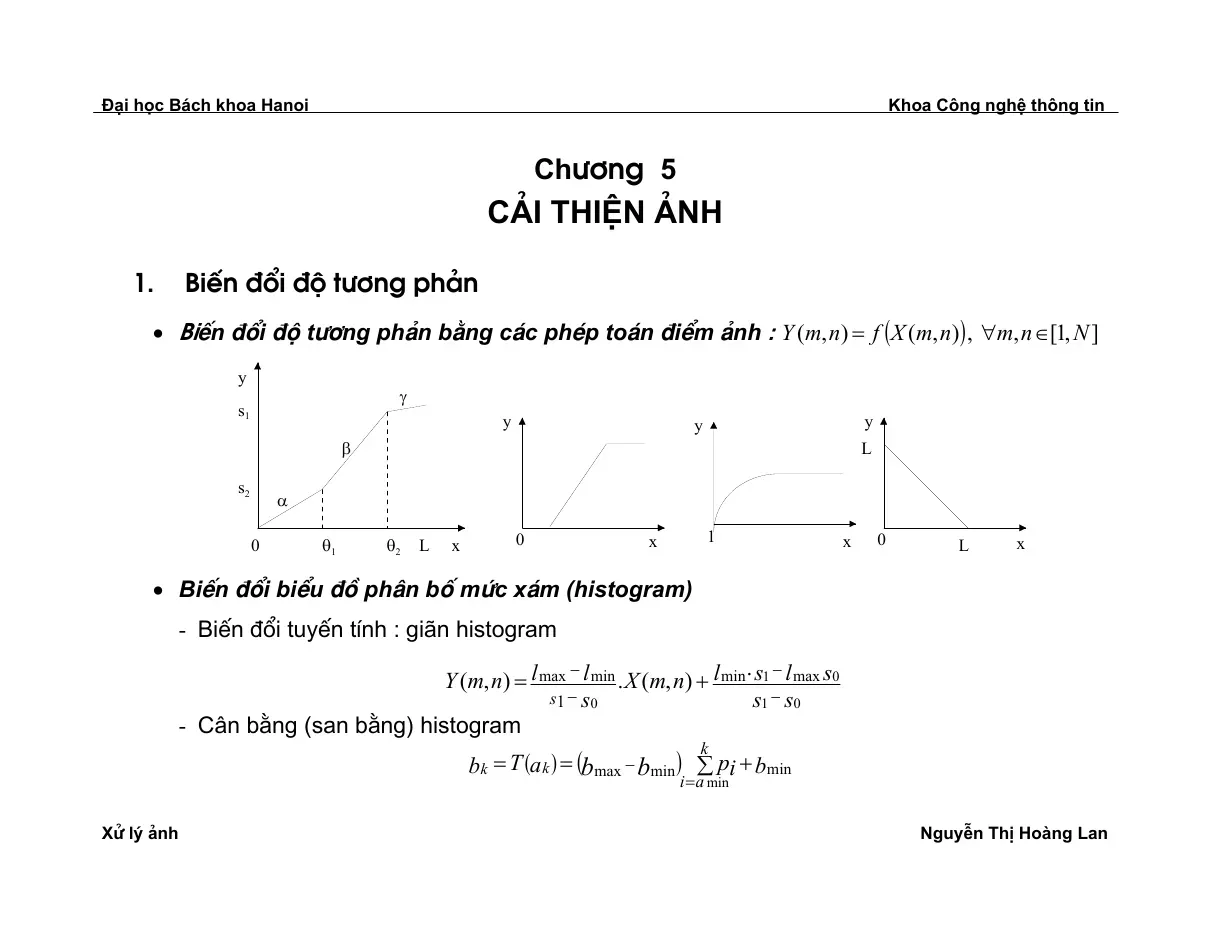 Cải Thiện Ảnh (Chương 5) - Nguyễn Thị Hoàng Lan