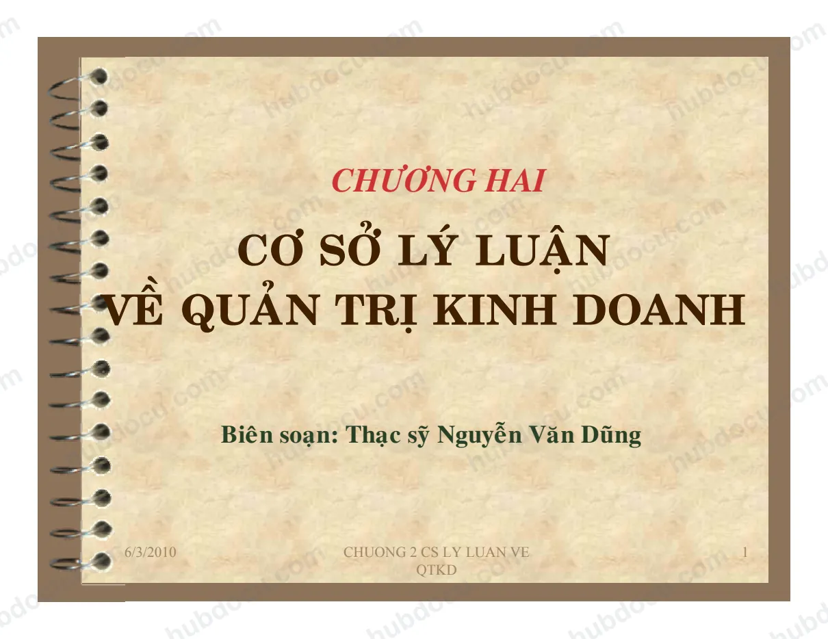 Chương 2. Cơ sở lý luận của quản trị doanh nghiệp - Bài giảng Quản trị doanh nghiệp
