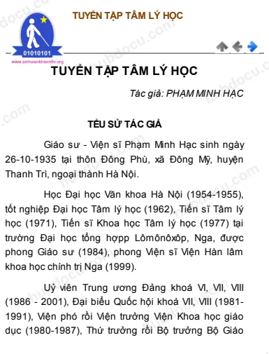 Tuyển Tập Tâm Lý Học (Phạm Minh Hạc)