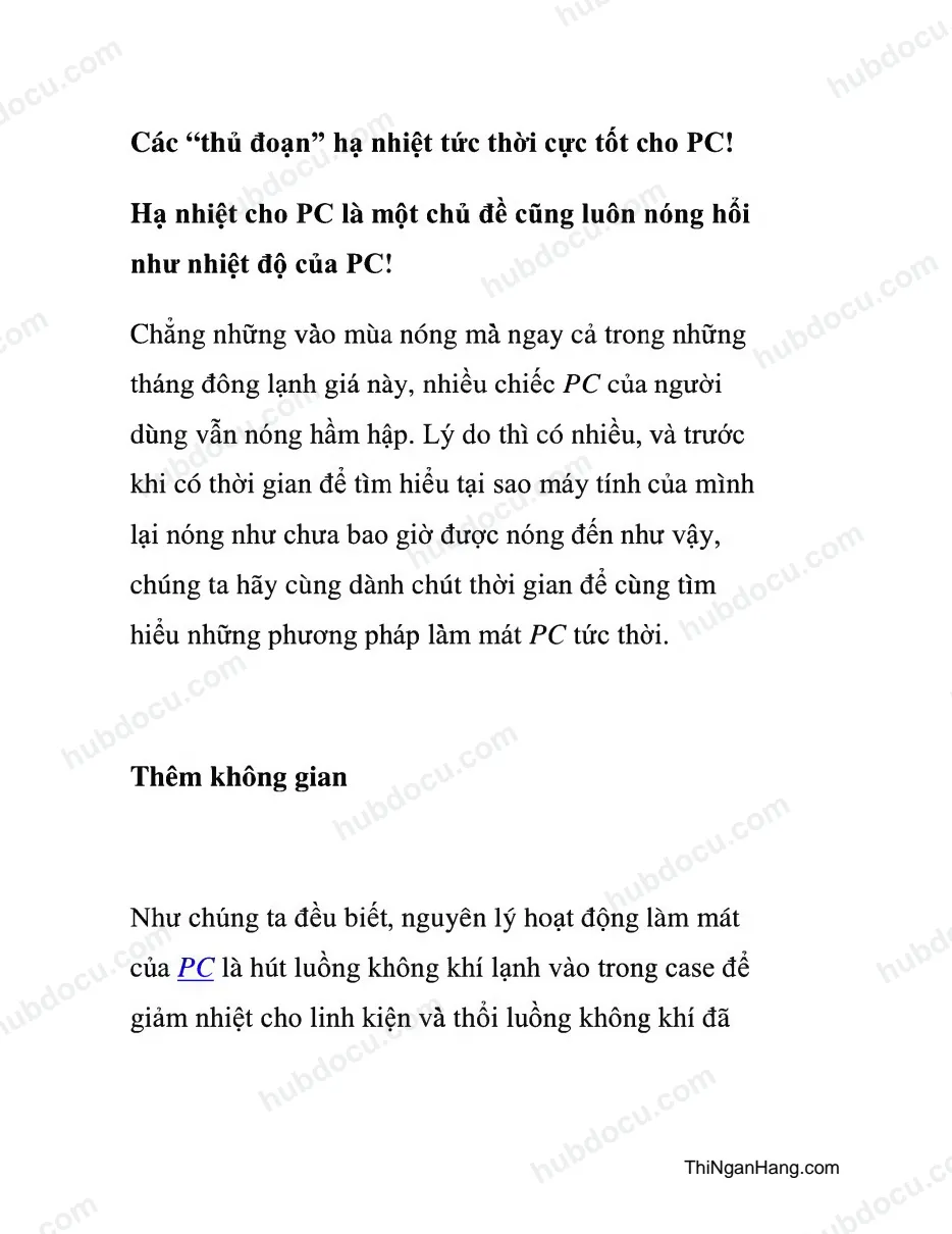 Các thủ đoạn hạ nhiệt tức thời cực tốt cho PC