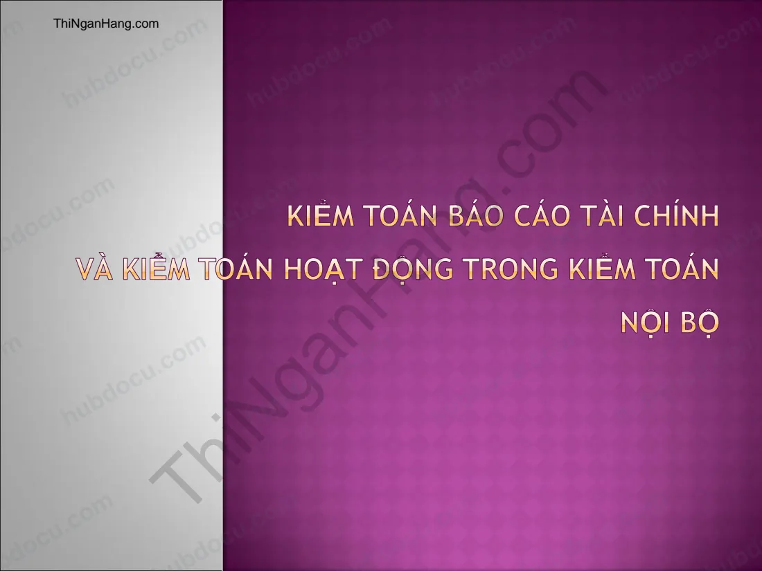 Kiểm toán Báo cáo tài chính & Kiểm toán Hoạt động trong Kiểm toán nội bộ
