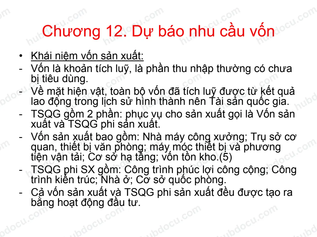 Chương 12. Dự báo nhu cầu vốn