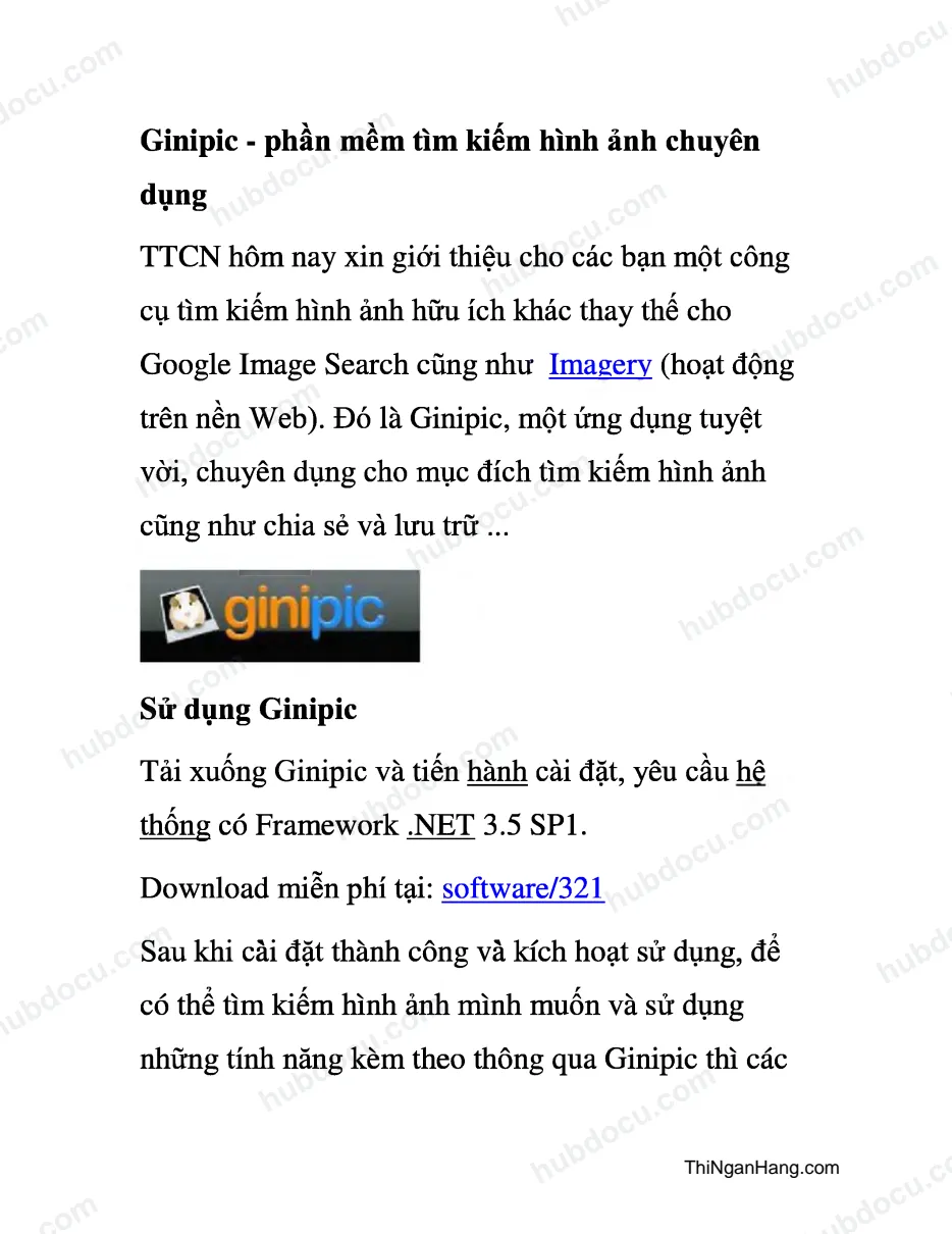 Ginipic - phần mềm tìm kiếm hình ảnh chuyên dụng