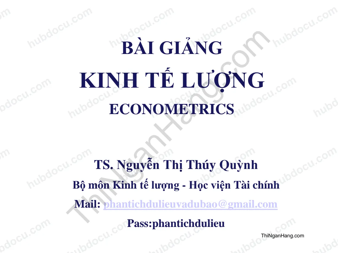 Silde Tổng quan Kinh tế lượng (Econometrics) - TS.Nguyễn Thị Thúy Quỳnh