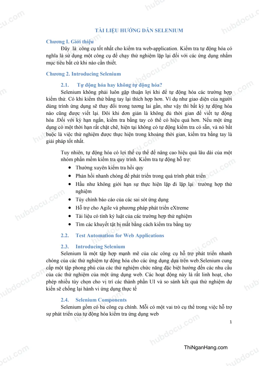Tài liệu hướng dẫn Selenium