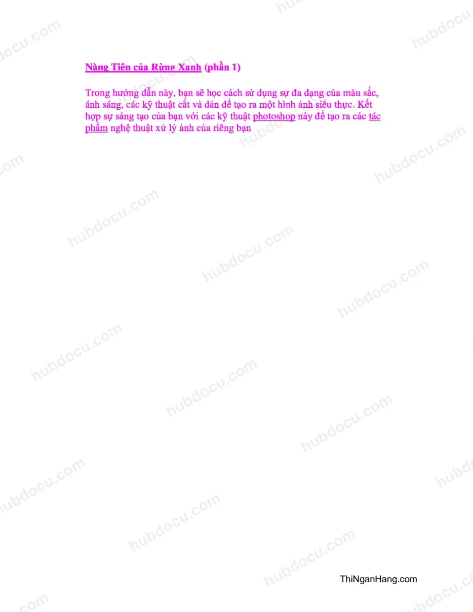Thiết kế Photoshop - Nàng tiên của rừng xanh (Phần 1)