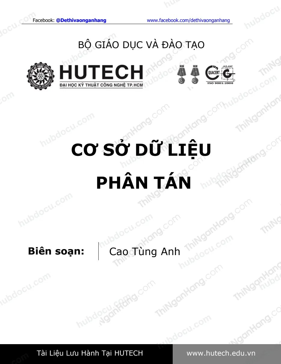 Bài giảng Cơ sở dữ liệu phân tán - Cao Tùng Anh (HUTECH)