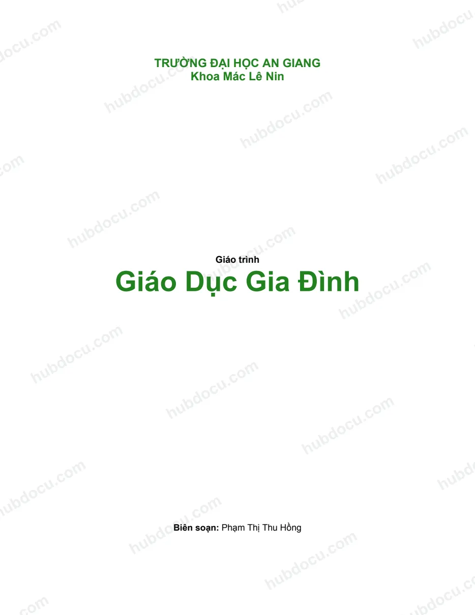 Giáo trình Giáo dục gia đình - Phạm Thị Thu Hồng