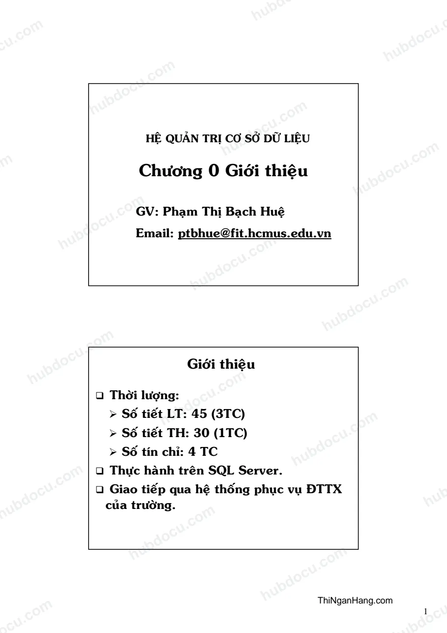 Hệ quản trị cơ sở dữ liệu: Giới thiệu