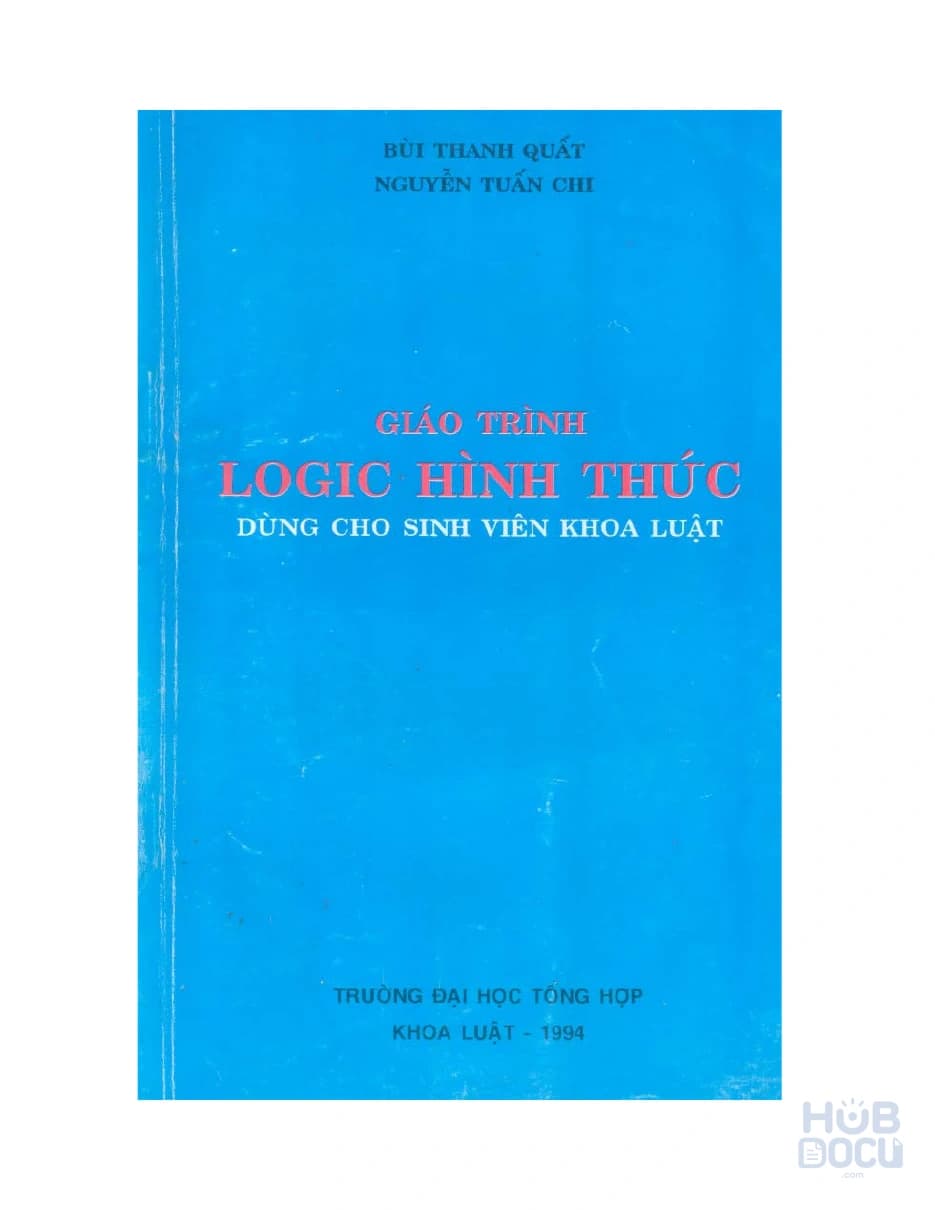 Giao trinh logic hinh thuc Bui Thanh Quat 1994 đh tong hop