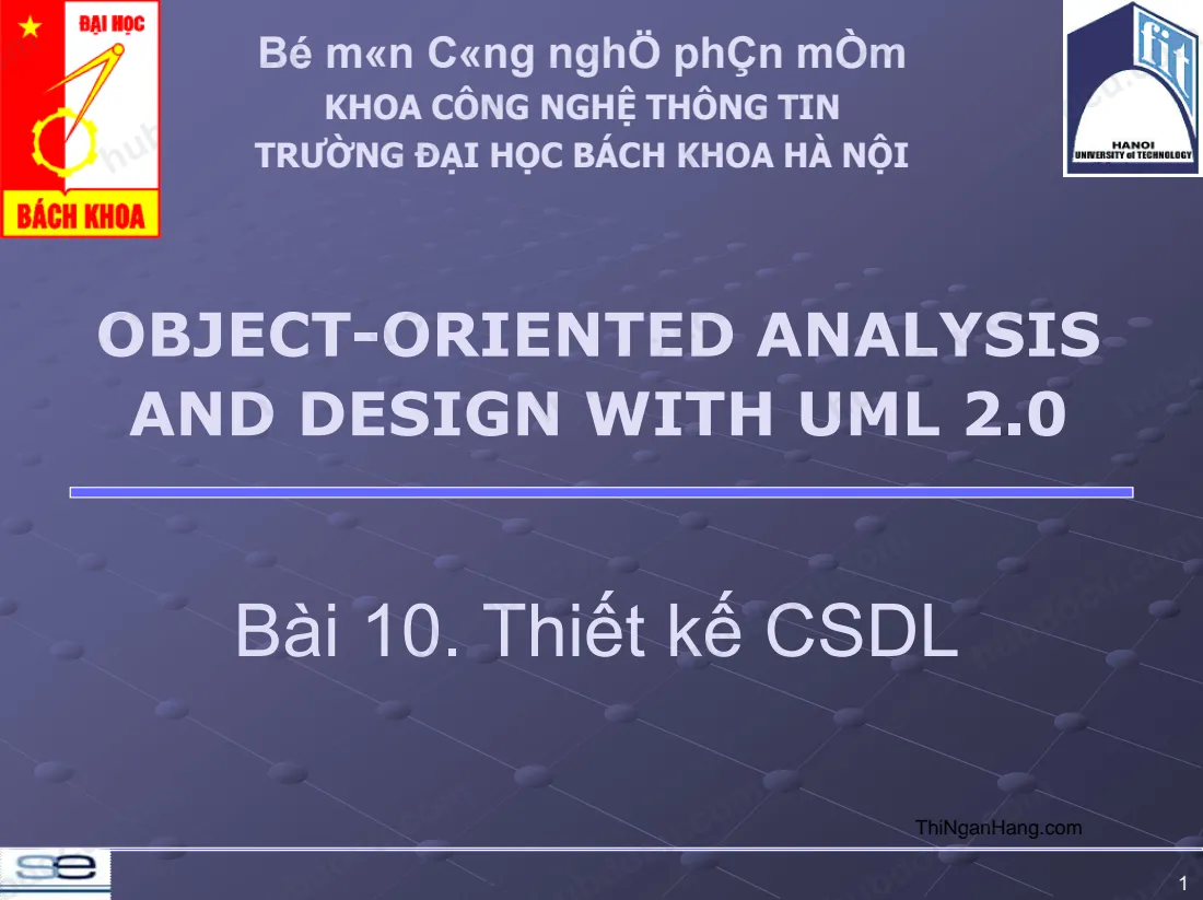 Bài 10. Thiết kế Cơ sở dữ liệu (CSDL)
