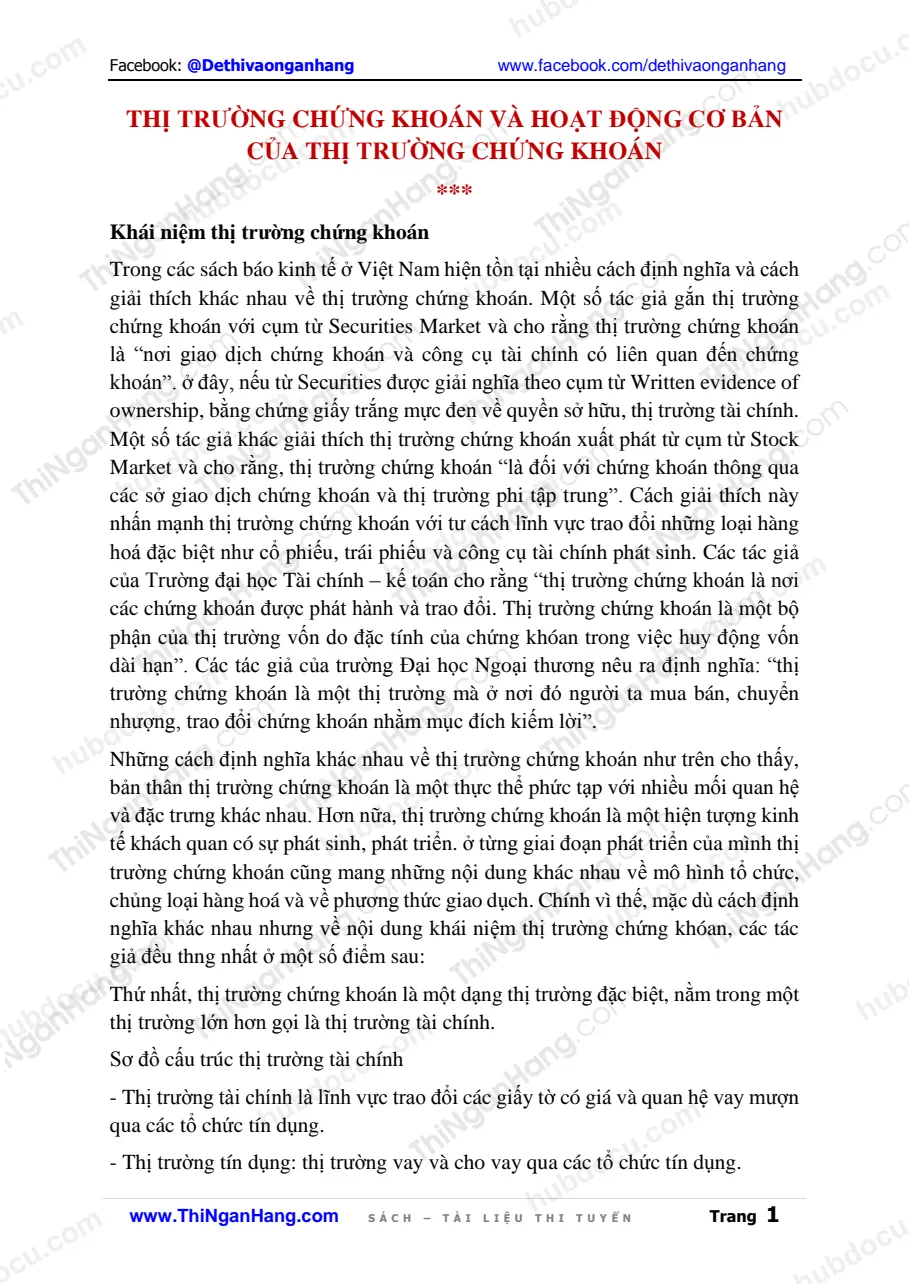 Thị trường chứng khoán và hoạt động cơ bản của thị trường chứng khoán