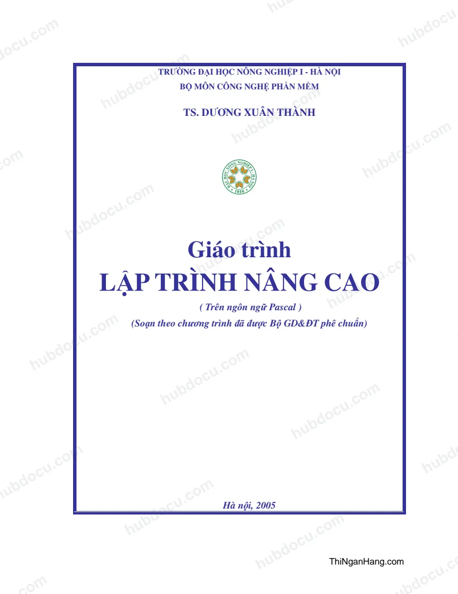 Giáo trình Lập trình nâng cao - ĐH Nông nghiệp 1 Hà Nội