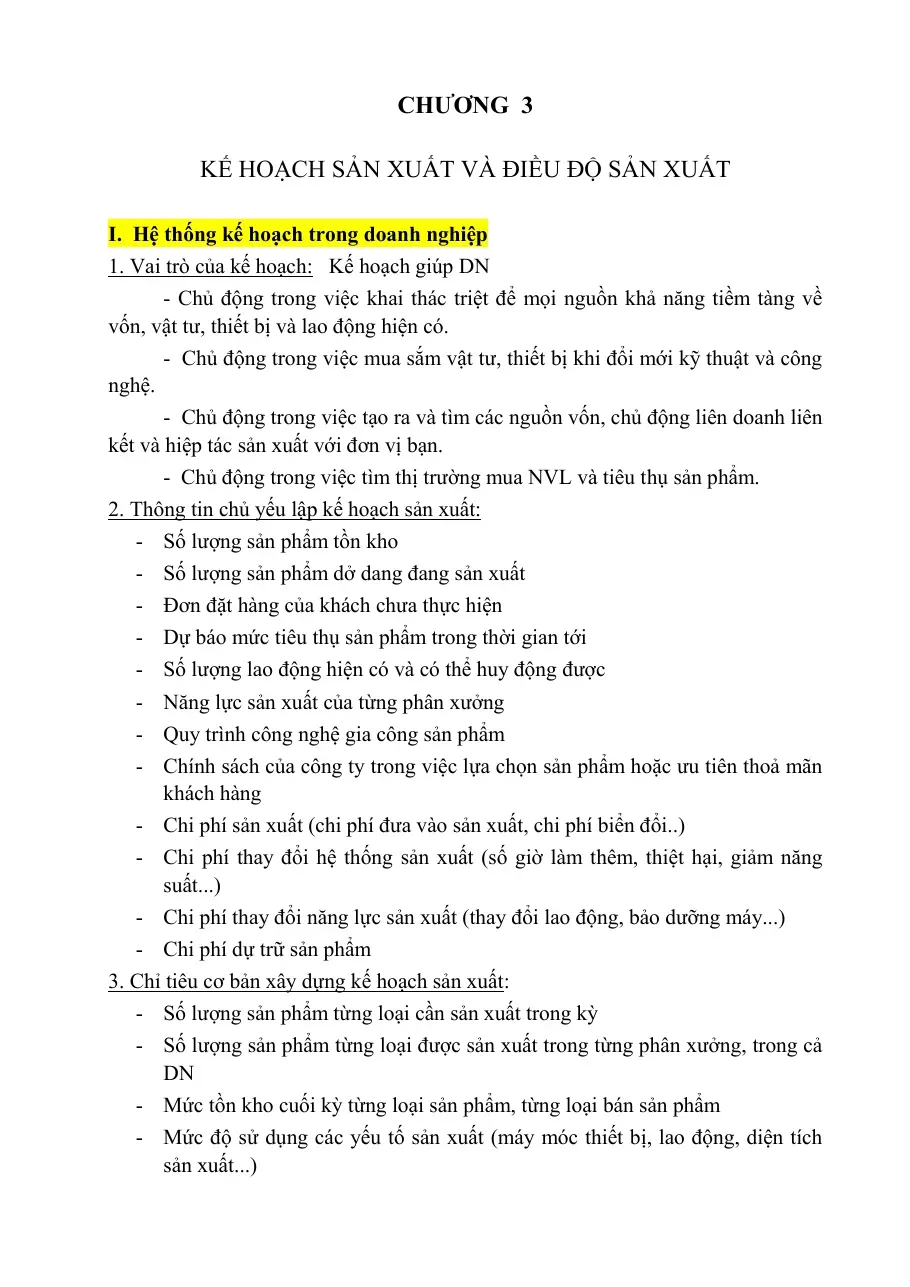Kế hoạch sản xuất và điều độ sản xuất (Chương 3)