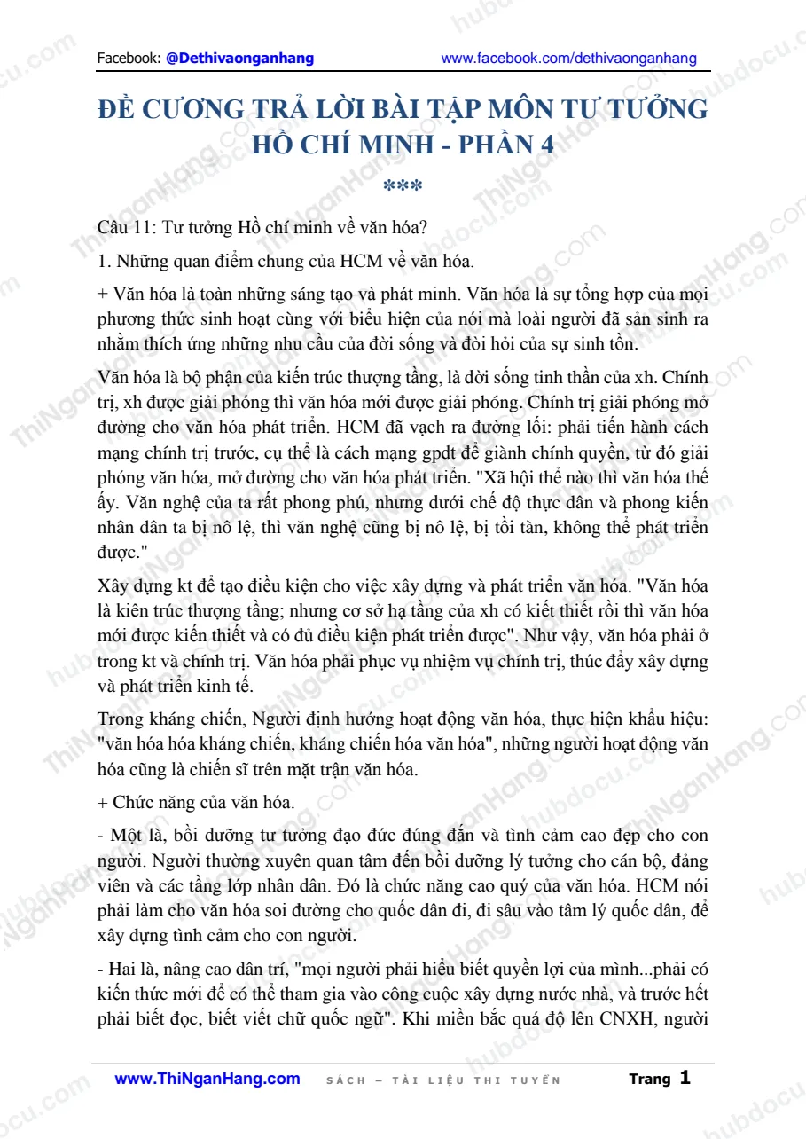 Câu hỏi Tư tưởng Hồ Chí Minh (kèm Trả lời) - Phần 4 (Câu 11-12)