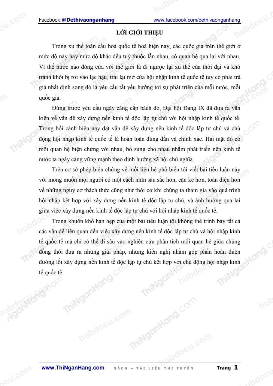Tiểu luận - Phép biện chứng duy vật về mối liên hệ phổ biến,liên hệ đến xây dựng nền kinh tế độc lập tự chủ và hội nhập kinh tế quốc tế
