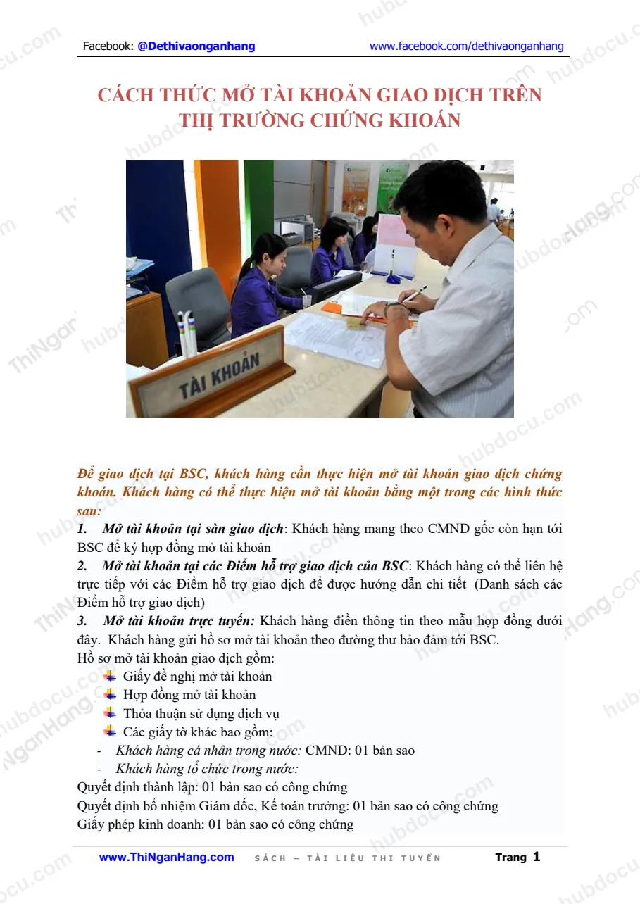 Cách thức mở tài khoản giao dịch trên Thị trường chứng khoán